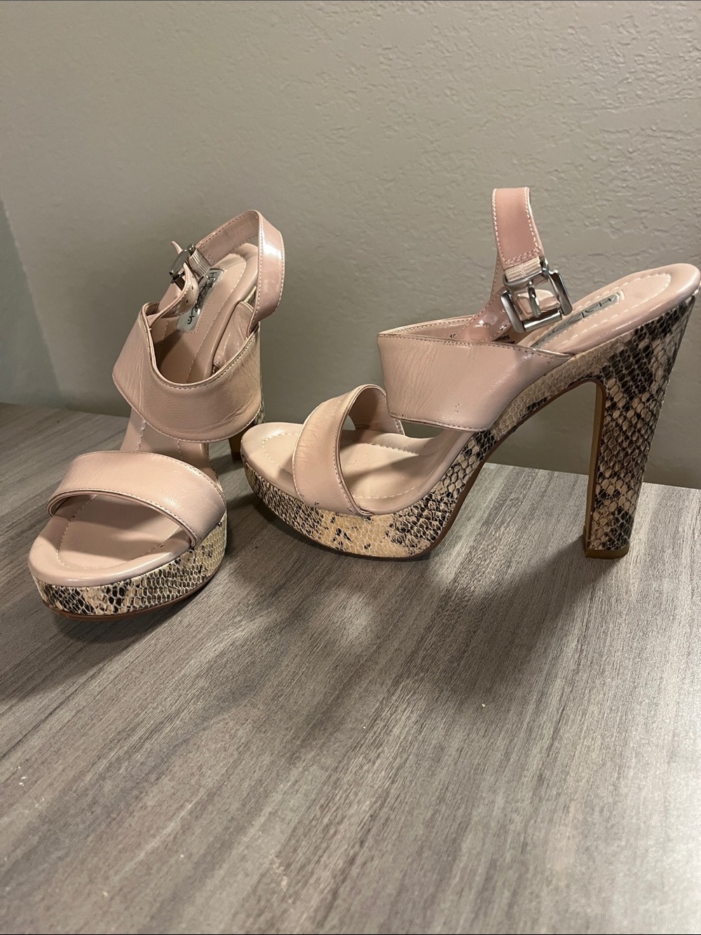 Halogen Blush Pink Platform Snake-Print High Heels